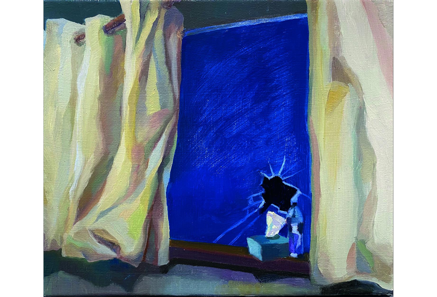 Fengdan Qin, No way out, Huile sur toile, 23 x 25 cm, 2022