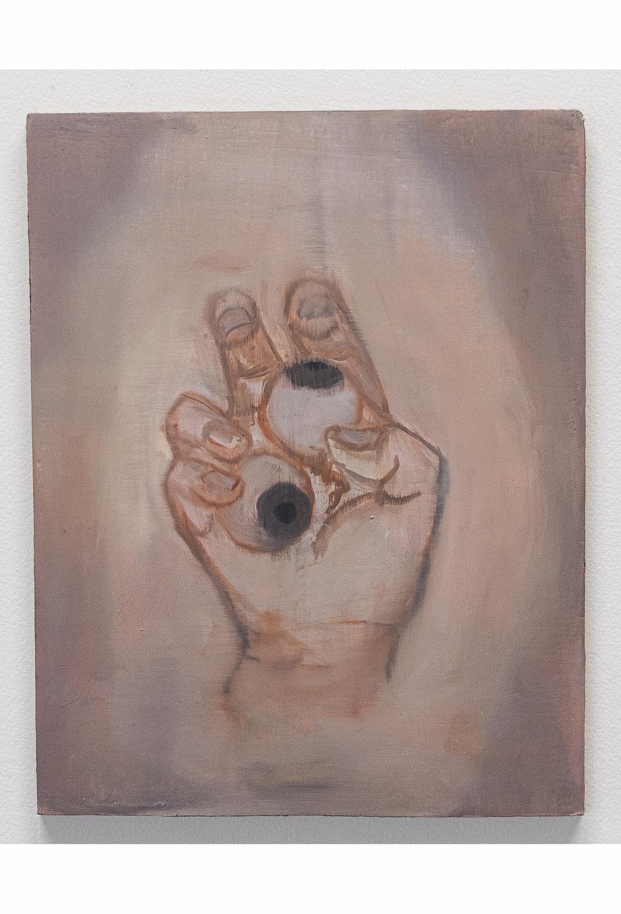 Gladys Bonnet, Les yeux du traître, Huile sur bois, 25 x 19,5 cm, 2022