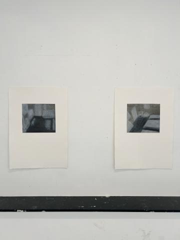 'I grew up there, too' I & II, Aquatinte et pastel, Taille du papier 76x53 cm, Taille de la plaque 30x25 cm, 2024