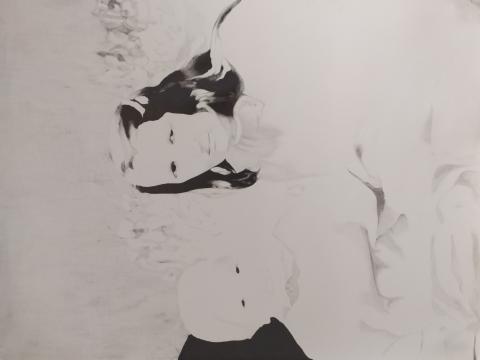 Yellow airplane', Graphite sur papier, 90x73 cm, 2020