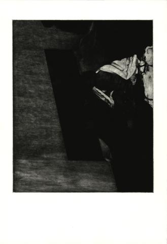 Our lullabies fading', Manière noire, Taille du papier 23,5x34,5 cm, Taille de la plaque 20x24,5 cm, 2021