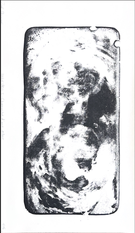 "Horror Vacui II - Echographie d'une plaie" 2023, lithographie sur simili japon, 40 x 23 cm