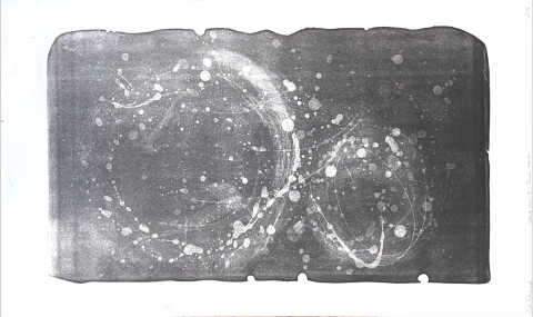 « Horror Vacui III - Marée noire » 2023, lithographie sur simili japon, 65 x 38 cm
