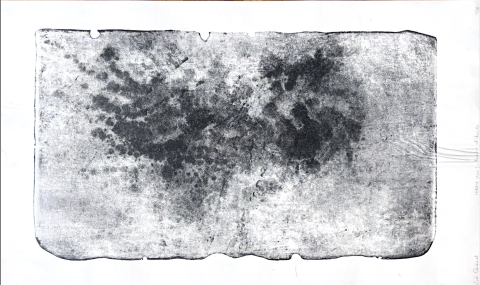 « Horror Vacui I - Brûme d’huile »  2023, lithographie sur simili japon, 65 x 38 cm
