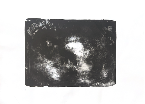 « Horror Vacui IX - Espace brouilleur » 2024, lithographie sur simili japon,  69 x 50 cm